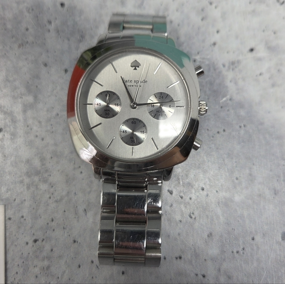 Kate Spade Silver Stainless Steel Brooklyn Chronograph Watch